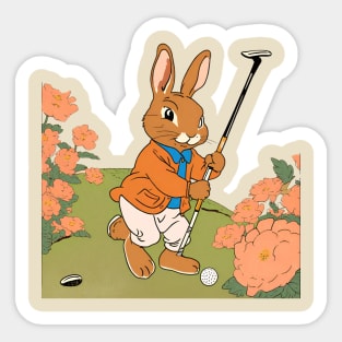Golfing Rabbit Dad Bunny Lover is a Golfer in the Golf Club Tournament Sticker